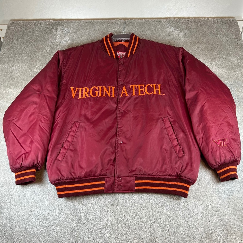 Collegiate Licensed Virginia Tech Hokies Bomber Jacket Mens XL Maroon VT Varsity